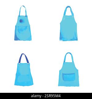 A handdrawn watercolor illustration of Apron hand-drawn set that was image traced and vectorized. The illustration is perfect for any design project t Stock Vector