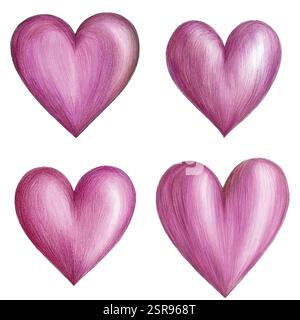 A handdrawn watercolor illustration of Hand-drawn watercolor heart set that was image traced and vectorized. The illustration is perfect for any desig Stock Vector