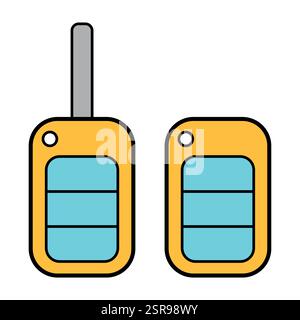 Set of Car key icon, door system safety automobile web design, unlock button vector illustration . Stock Vector