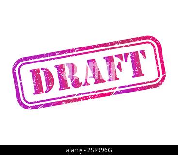 Draft stamp symbol, label sticker sign button, text banner vector illustration . Stock Vector