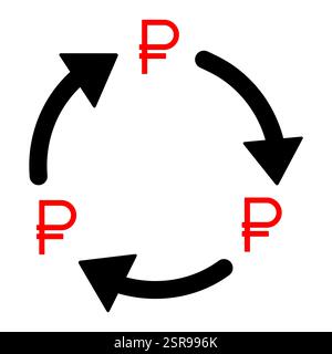 Ruble money change icon, trade cash information web symbol, convert sign vector illustration . Stock Vector