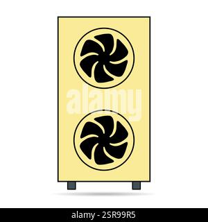 Heat pump air source shadow icon, cooling electric system machine, cool web vector illustration . Stock Vector