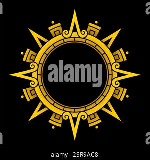 Aztec solar disk, sun symbol and diadem, representing Aztec sun deity ...