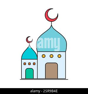 Islamic mosque icon, arabic faith culture design, flat web isolated vector illustration . Stock Vector