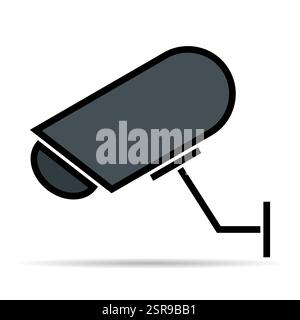 Closed circuit television camera shadow icon, CCTV video protection alert, vector illustration . Stock Vector