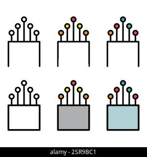 Set of optical cable icon, technology information web network, digital vector illustration . Stock Vector
