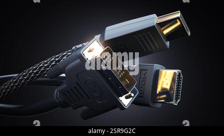 HDMI, Display port and DVI cables. Most common types of digital video ...