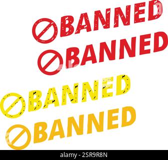 banned stamp set Stock Vector