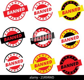 banned stamp set Stock Vector