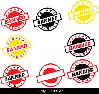 banned stamp set Stock Vector