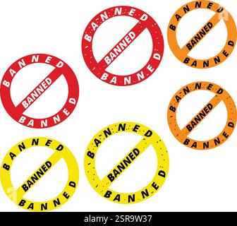 banned stamp set Stock Vector