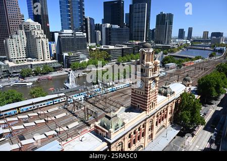flinders street railway station, decretive French Renaissance style architecture, Melbourne Victoria Australia Stock Photo