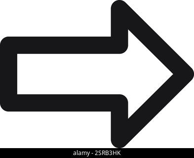 Simple black arrow pointing to the right with rounded corners, effectively symbolizing direction and progress, perfect for enhancing various design projects and digital interfaces Stock Vector