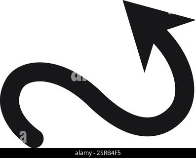 Simple black curved arrow pointing upward, isolated against a white background, effectively symbolizing direction, progress, and movement in various design contexts Stock Vector