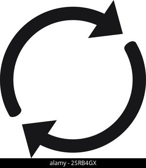 Two arrows forming a circular design, rotating clockwise and counterclockwise, symbolizing reload and refresh concepts against a clean white backgroun Stock Vector
