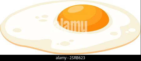 Cartoon illustration of a single fried egg showing a bright orange circular yolk surrounded by cooked egg white, creating a simple yet appealing visual of a classic breakfast food Stock Vector
