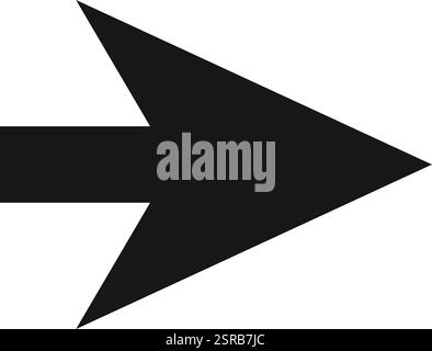 Simple black arrow pointing right against a clean white background, offering clear direction and guidance while symbolizing progress and forward movement in design Stock Vector