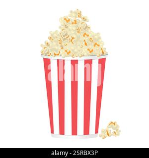 Popcorn Bucket, Movie Snack, Vector Art, Isolated. Vector illustration. Stock Vector
