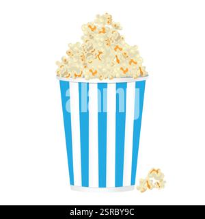 popcorn bucket logo, popcorn vector illustration. Popcorn box. movie time. Stock Vector