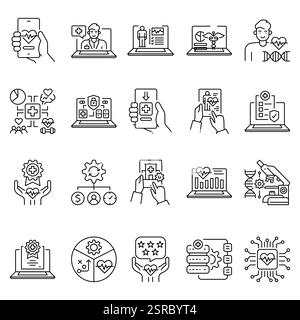 E-health line icon. Vector isolated element. Editable stroke. Stock Vector