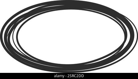 Hand drawn oval shape featuring multiple overlapping black marker lines, creating a decorative frame with ample copy space, isolated against a clean w Stock Vector