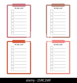 Grid paper with to do list. Checklist vector illustration in flat style. Set of template planners for schedule, agenda, cards, checklists, notebooks Stock Vector