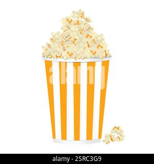 Bucket with popcorn. Popcorn, Vector illustration. Stock Vector