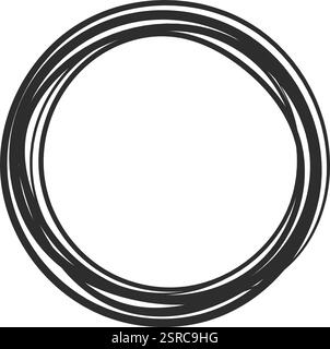 Abstract circular shape made of several concentric irregular black lines creating a spiral effect, suitable for logo or graphic design element Stock Vector