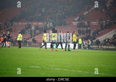 Middlesbrough players celebrate at full time during the Sky Bet ...