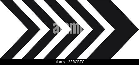 Four black arrows are pointing to the right side of a white background, creating a simple yet dynamic visual suggesting forward movement, progress, or direction Stock Vector