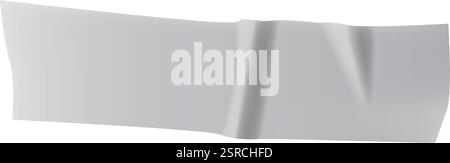 Realistic crumpled piece of white adhesive tape with a wrinkled and folded texture, creating an uneven surface with shadows and highlights, isolated on a white background Stock Vector
