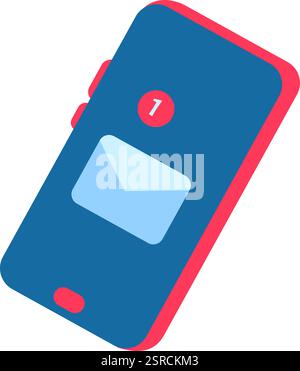 Modern smartphone showcasing a new email notification, highlighting the need for immediate attention to incoming digital communication and enhancing connectivity in daily life Stock Vector