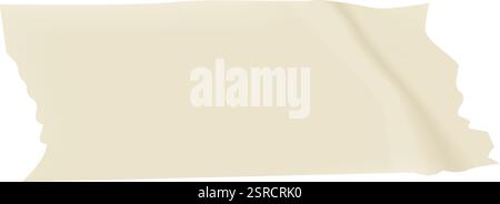 Realistic illustration of a waving piece of beige adhesive tape with torn and irregular edges, isolated on a white background, creating a simple yet visually appealing image Stock Vector
