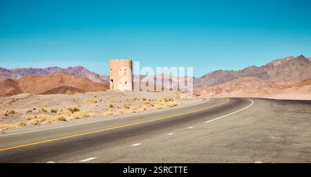 Scenic road in Iran among desert mountains Stock Photo