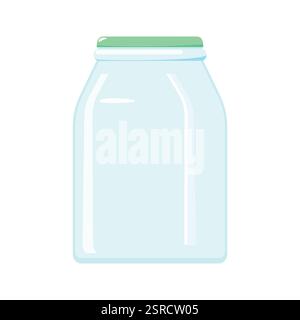 This empty transparent glass jar is perfect for storing cookies, candies, or other treats. Stock Vector