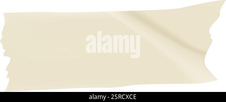 Realistic beige adhesive tape featuring torn, uneven edges waves gracefully against a white background, creating a simple yet visually captivating design element Stock Vector