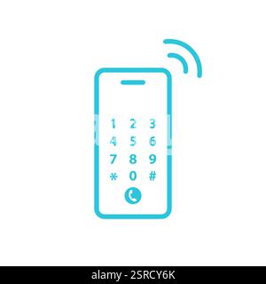 Modern Smartphone with Keypad icon, Isolated on white backgrouns, Blue icon set Stock Vector