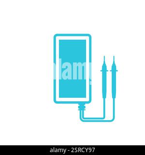LCD digital multimeter icon. Isolated on white background. Blue icon set Stock Vector