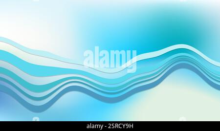 Dancing Waves in a Sea of Blue. Abstract Web Banner Stock Vector