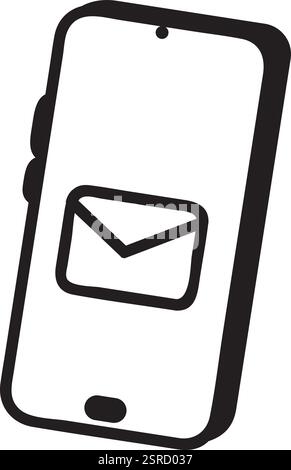 Modern smartphone displaying a new email notification on the screen, symbolizing instant communication and connectivity in the digital age. Highlighting the importance of staying connected Stock Vector