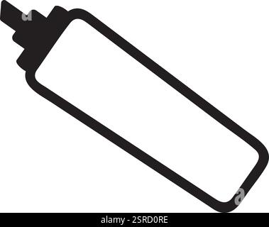 Simple black and white vector illustration featuring a marker pen highlighting key points, perfect for enhancing educational materials or office related content Stock Vector