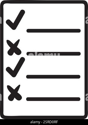 Simple checklist icon featuring both completed and uncompleted tasks, effectively representing to do lists, progress tracking, and efficient task management in various settings Stock Vector