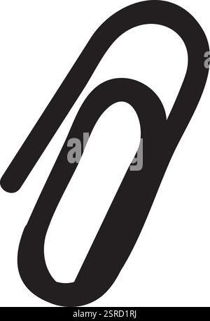 Simple black paperclip icon isolated on a clean white background, symbolizing essential office supplies and serving as a visual representation of document attachment and organization Stock Vector