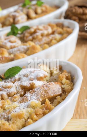 Apple Walnut streusel cake Stock Photo