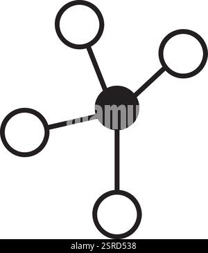 Simple network icon connecting four circles, symbolizing data exchange, information flow, and interconnected systems in a clean and minimalist design Stock Vector