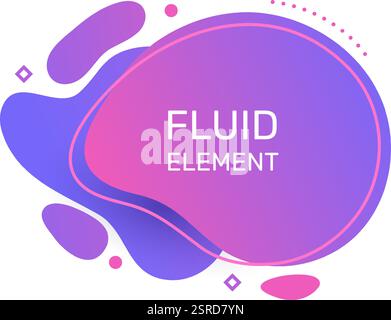 Fluid element with purple and pink gradient colors creating an abstract composition with organic shapes and geometric details, perfect for modern and dynamic designs Stock Vector