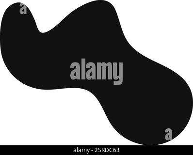 Irregular abstract black shape flowing gracefully across a white background, forming a dynamic and modern design element that enhances visual appeal and creativity Stock Vector