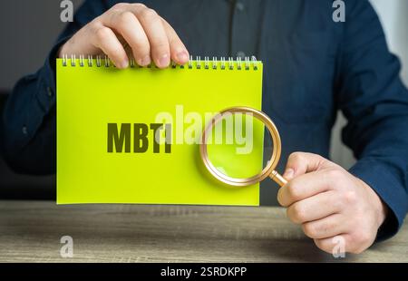 MBTI concept. Myers–Briggs Type Indicator - personality assessment tool that categorizes individuals into 16 personality types based on preferences in Stock Photo