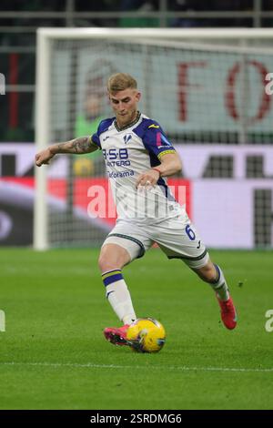 Nicolás Valentini of Hellas Verona FC seen in action during the Italian ...