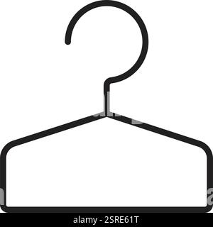 Clothes hanger single line icon, changing room sign, black editable stroke symbol, simple vector monochrome pictogram for a locker, cloakroom and ward Stock Vector